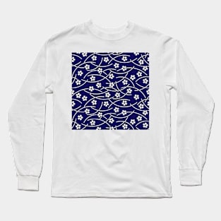 Blue Batik Floral Long Sleeve T-Shirt